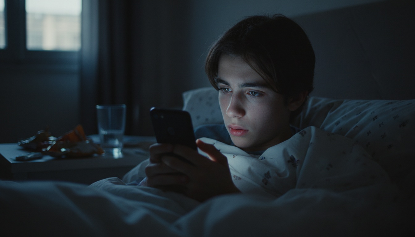 Un adolescent absorbé par son smartphone