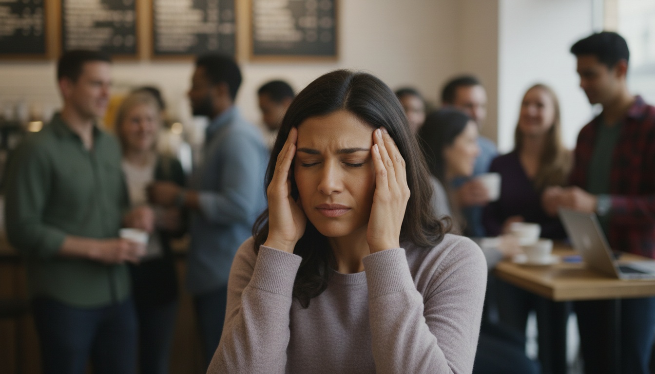 An adult overwhelmed by stimulation