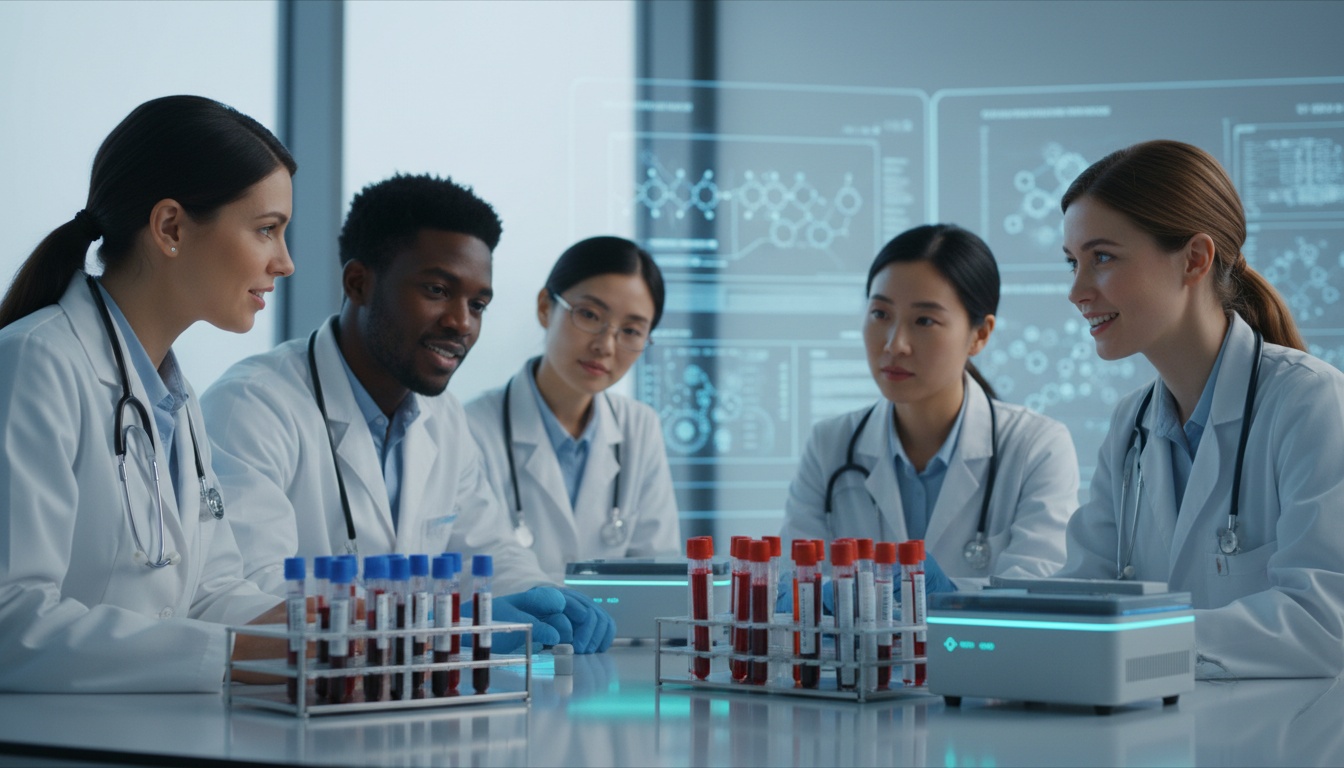 Blood vials in a modern laboratory