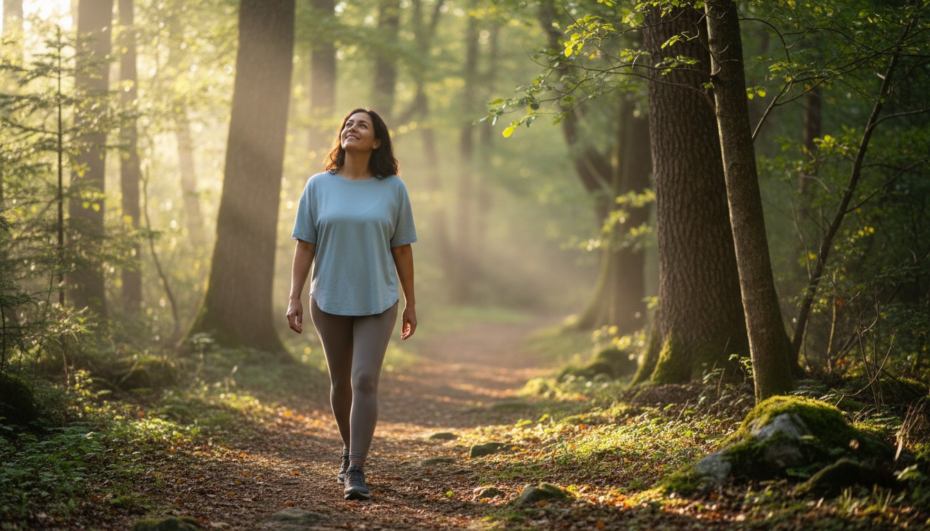A person recovering while walking in nature