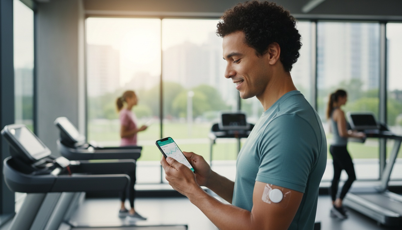 A person checking their CGM data