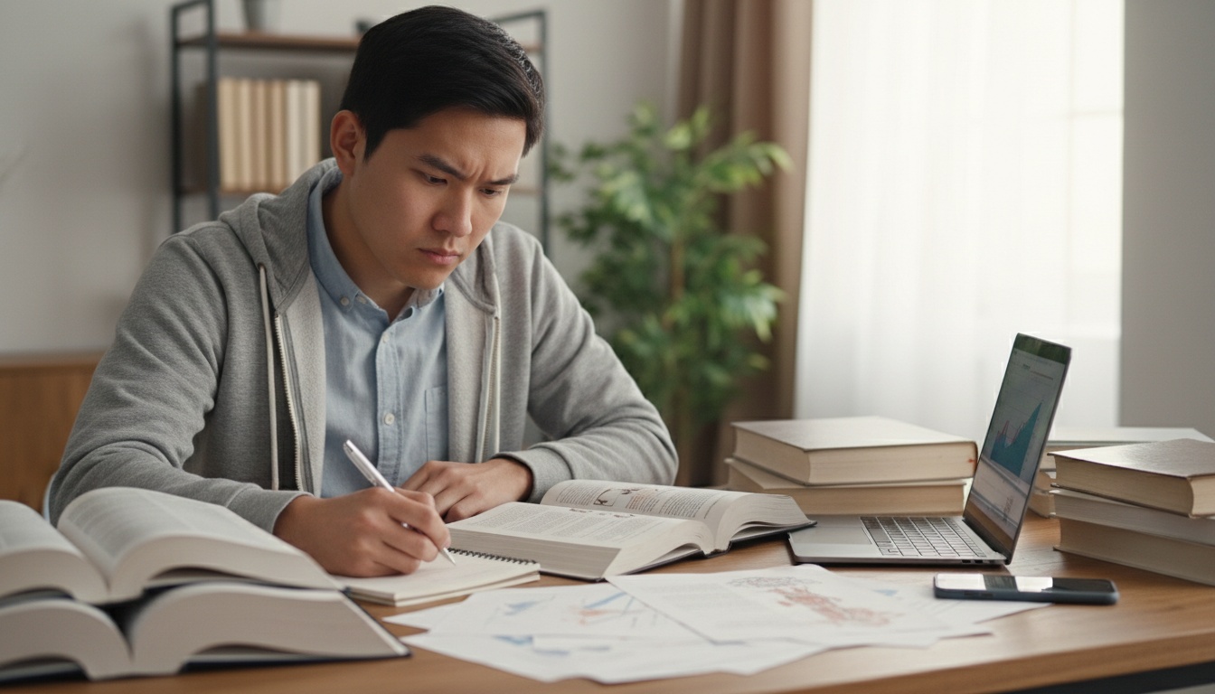 A student making the effort to think alone