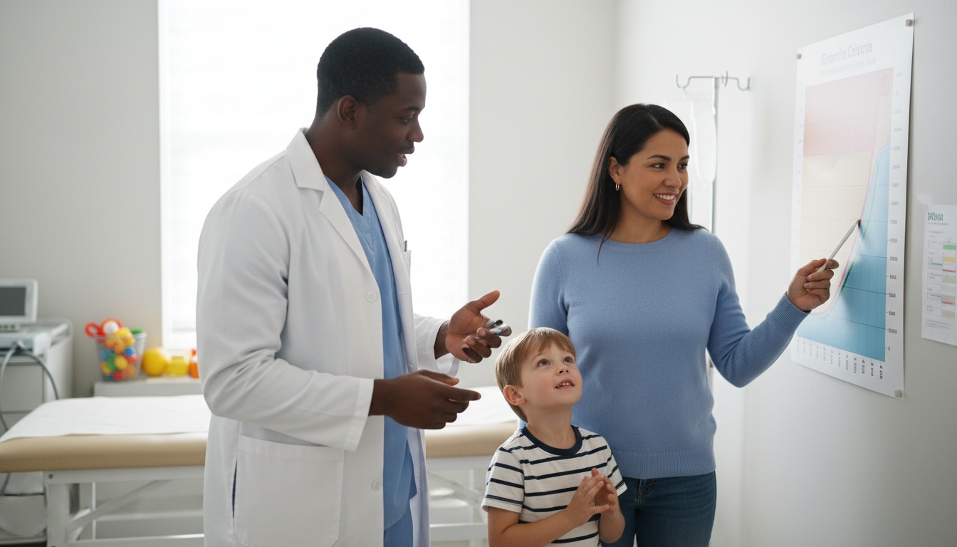 A parent reviewing the growth chart