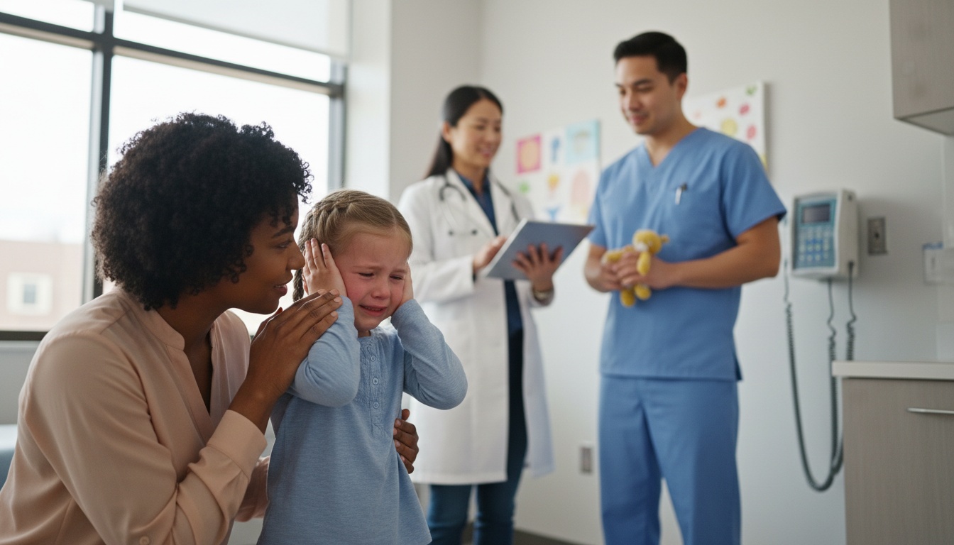 A hypersensitive child with their parent