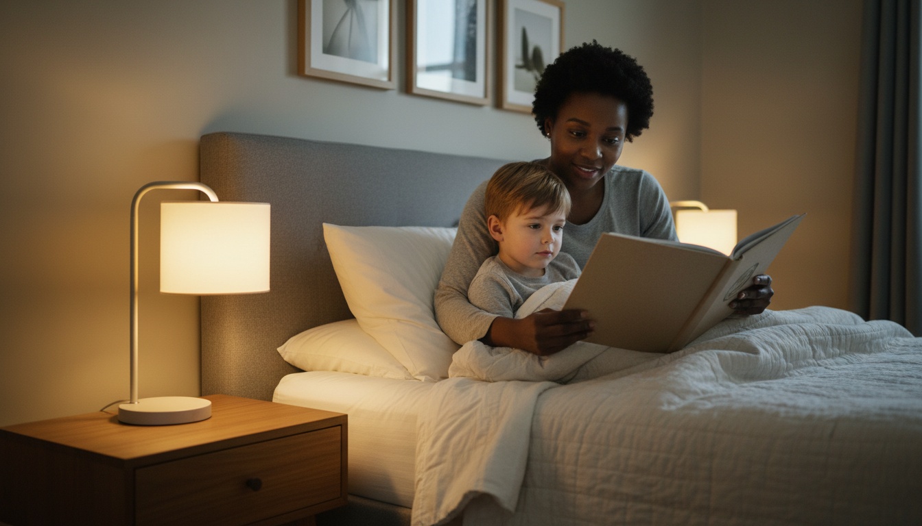 A parent reading a bedtime story
