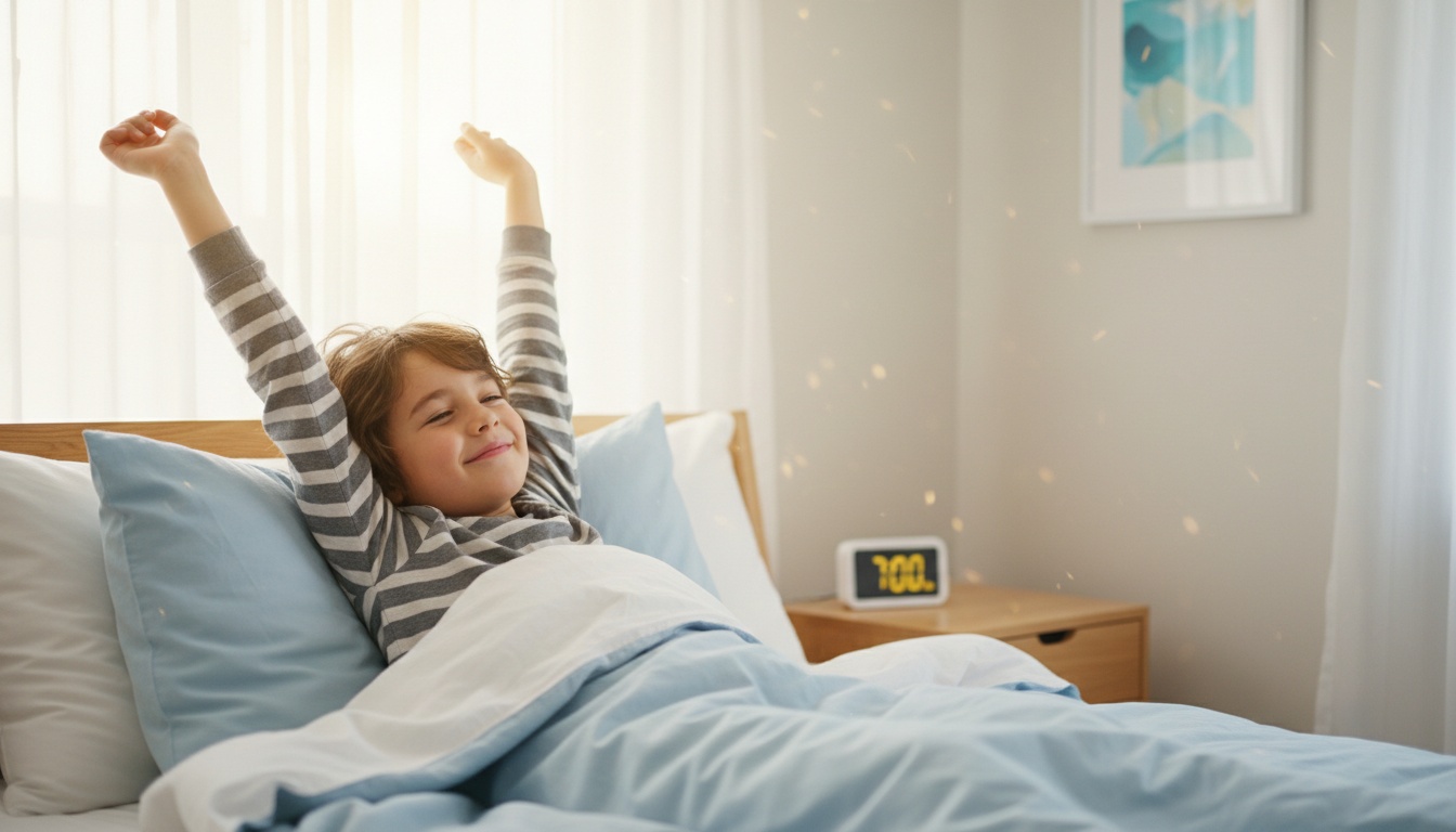 A child waking up refreshed