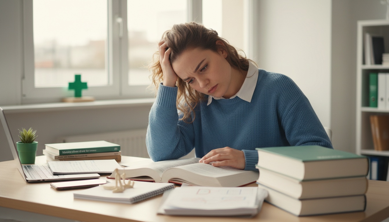 Un étudiant faisant l'effort de réfléchir seul