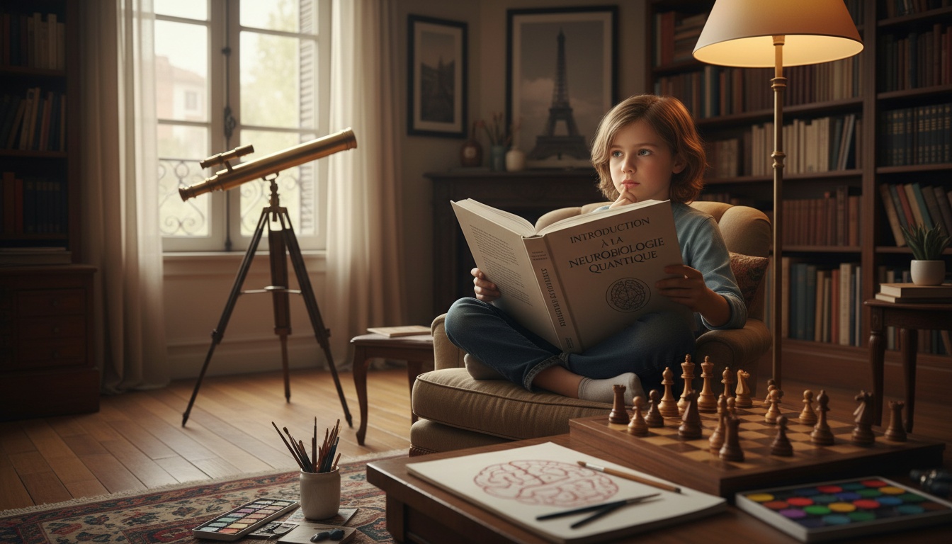Un enfant absorbé par la lecture d'un livre complexe