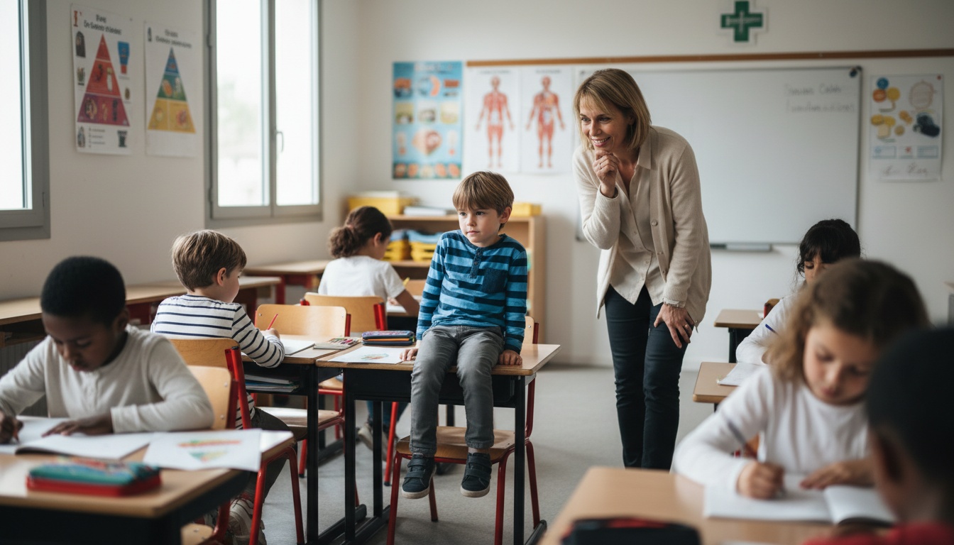 Un enfant ayant du mal à rester concentré en classe