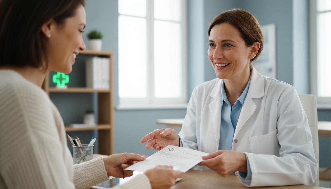 Un médecin remettant une ordonnance à un patient