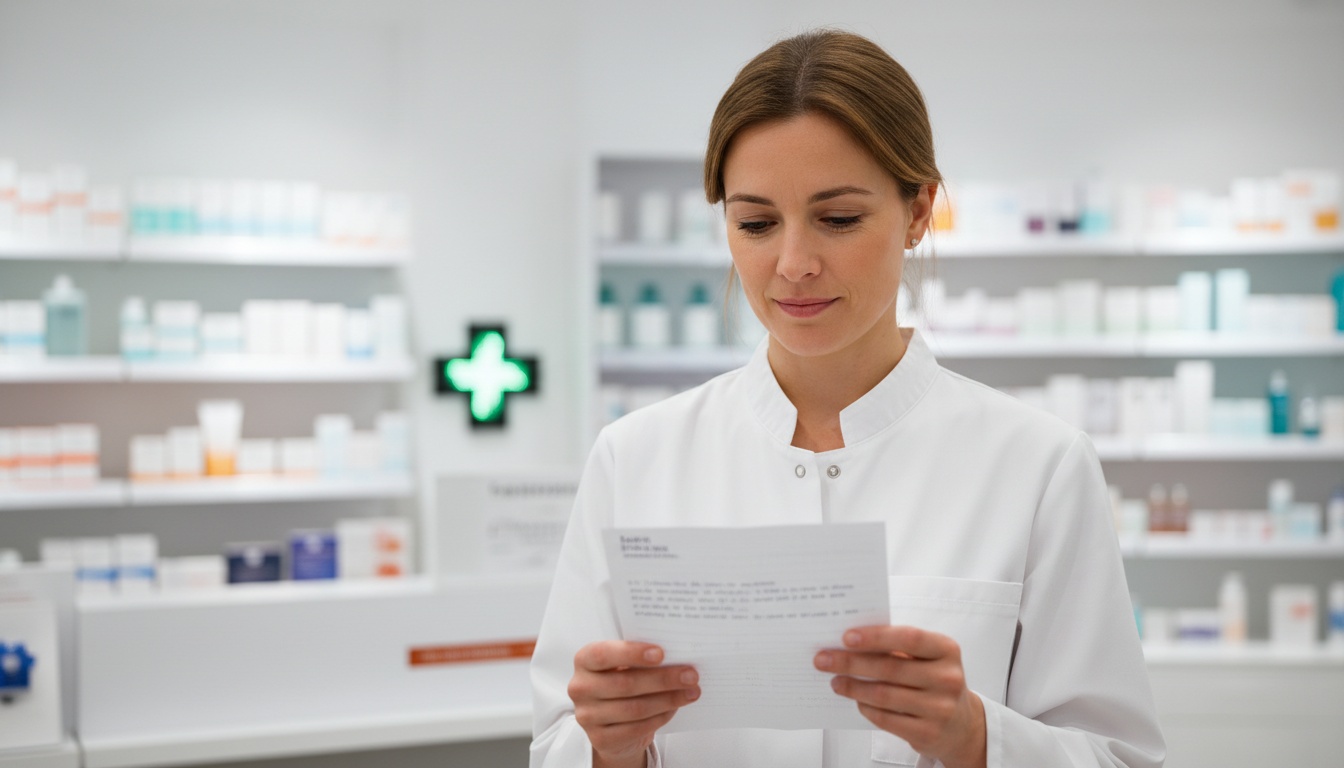 Un pharmacien déchiffrant une ordonnance