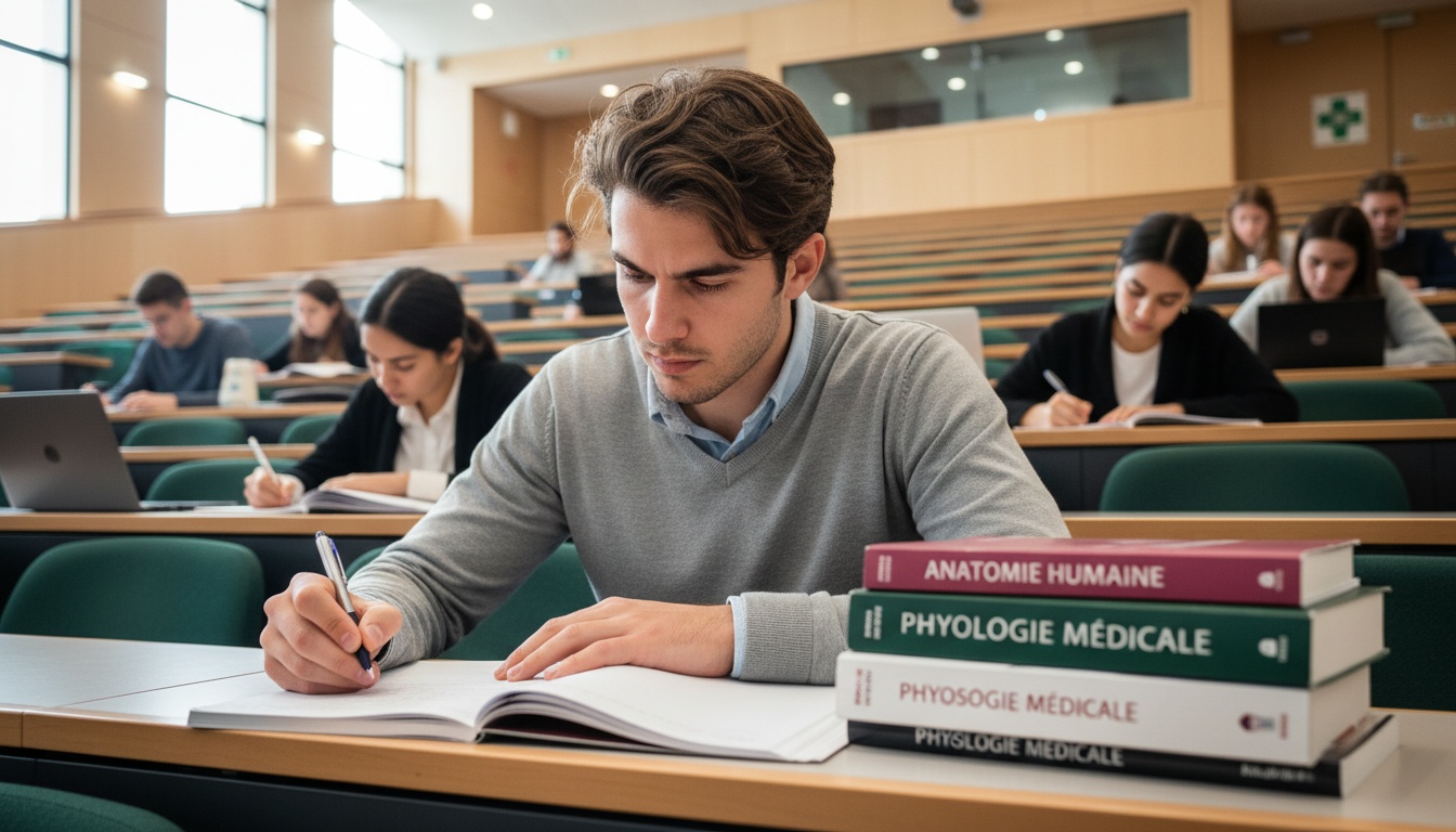 Un étudiant en médecine prenant des notes