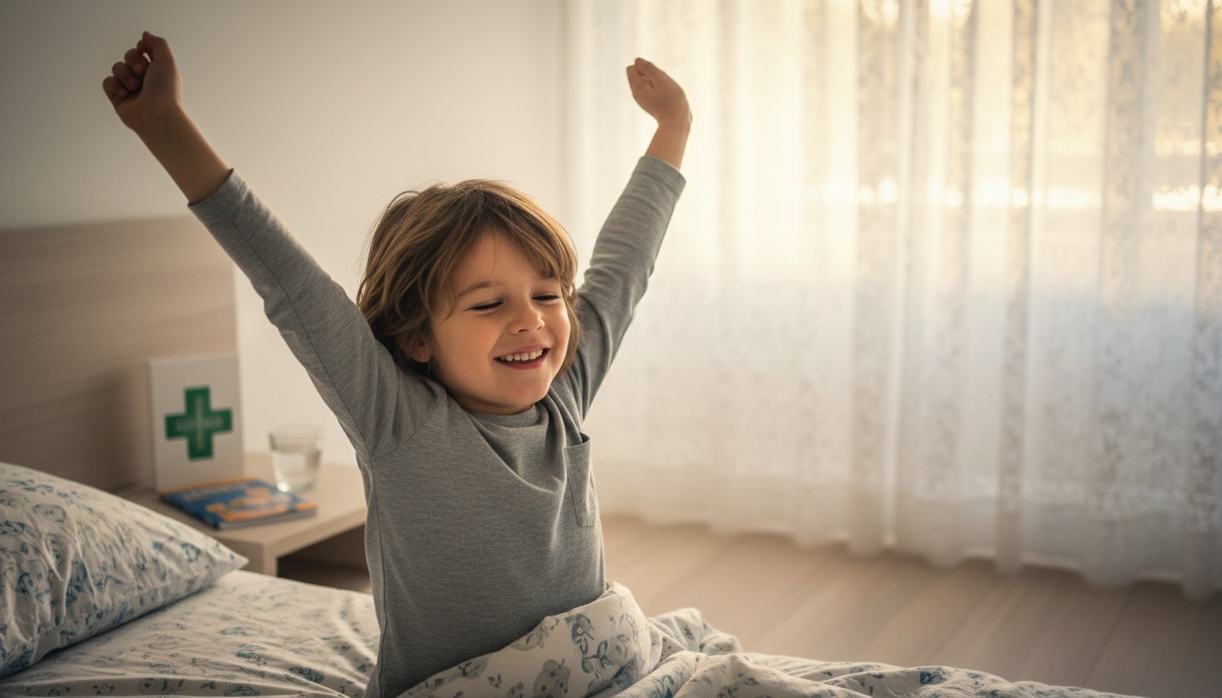 Un enfant se réveillant reposé