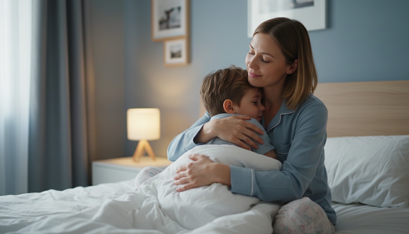 Un parent réconfortant son enfant après un cauchemar