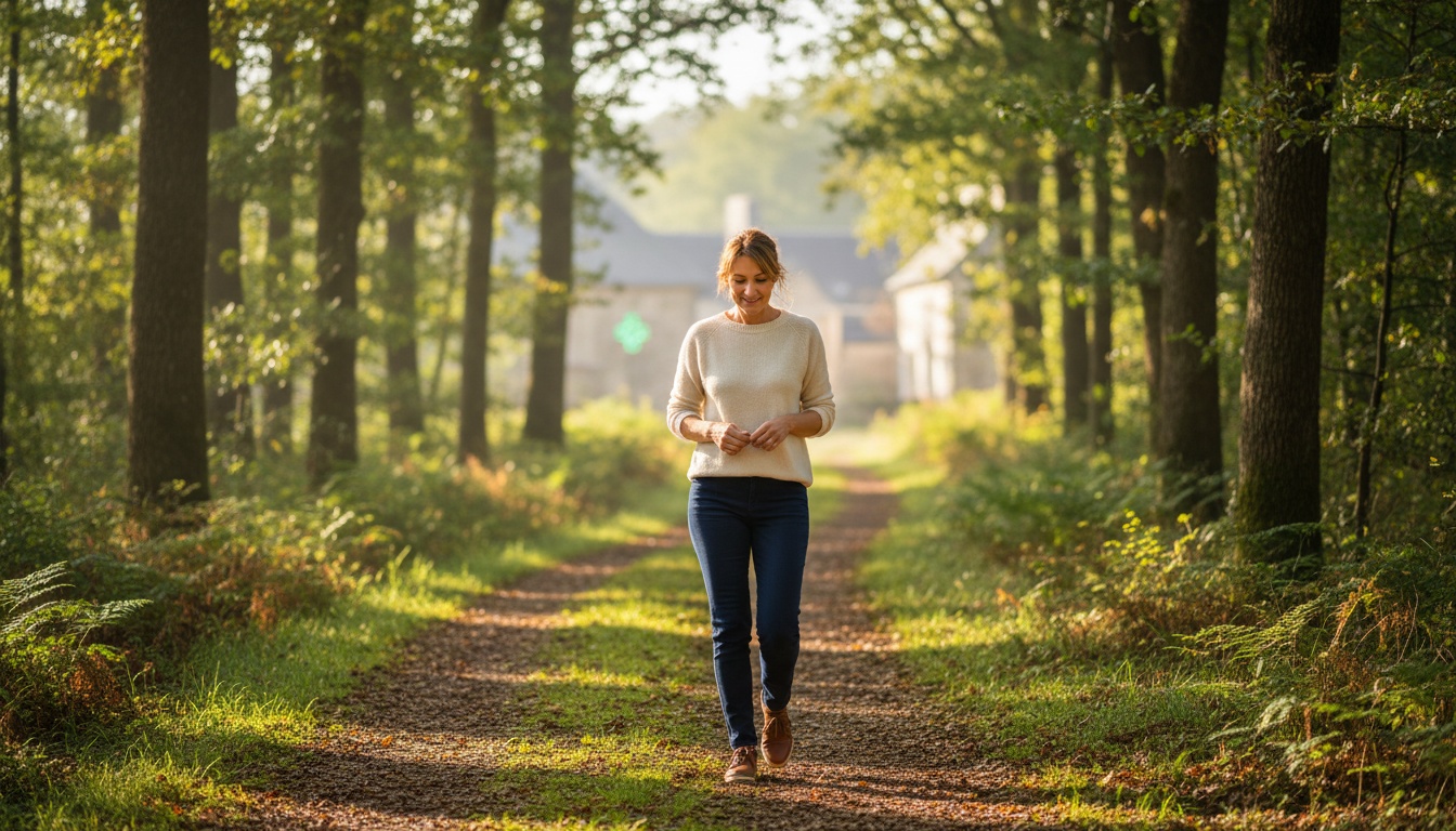 Une personne marchant dans la nature