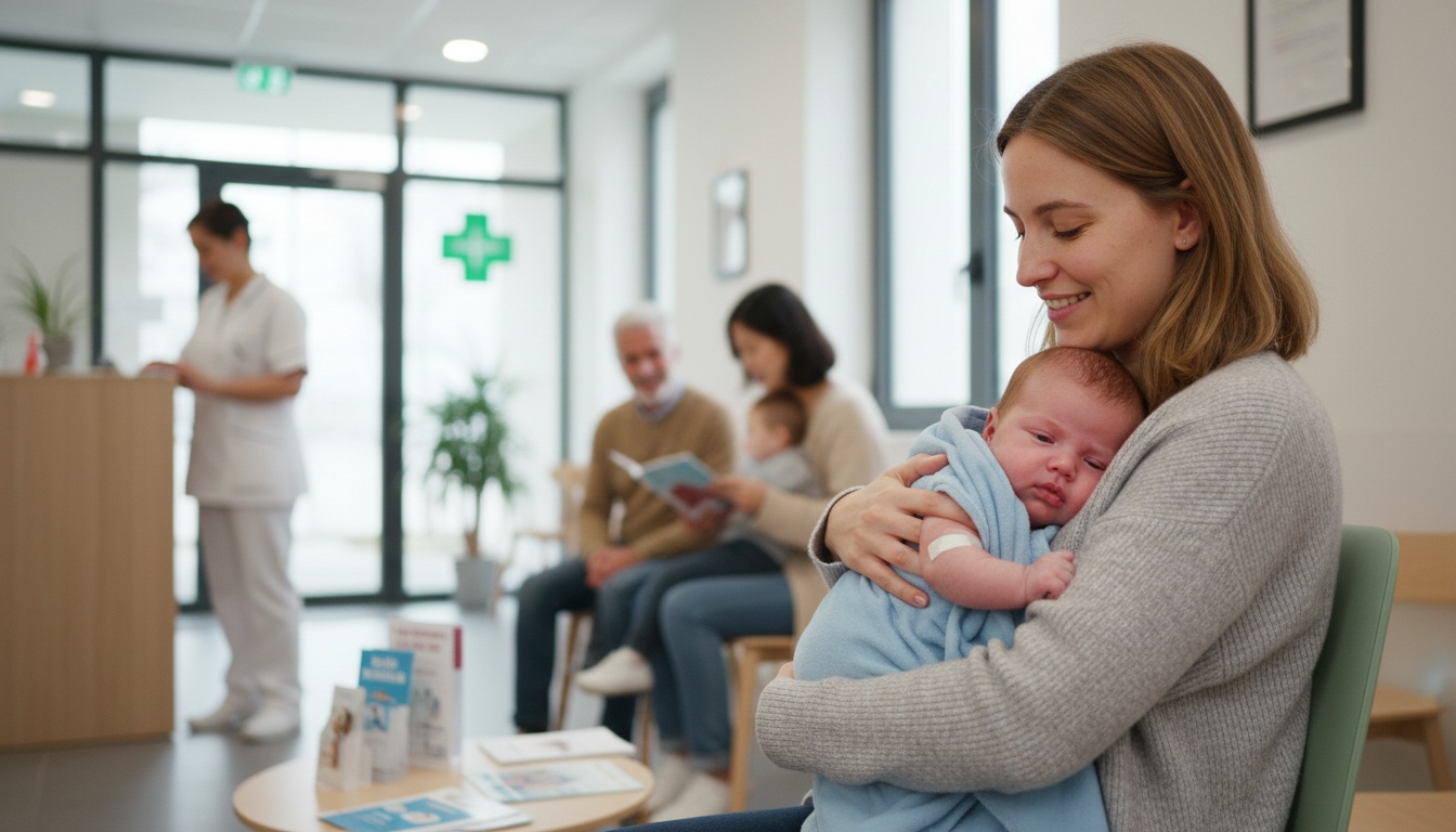 Une mère réconfortant son bébé après un vaccin
