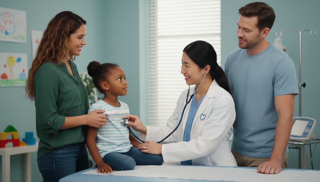 A pediatrician examining a child